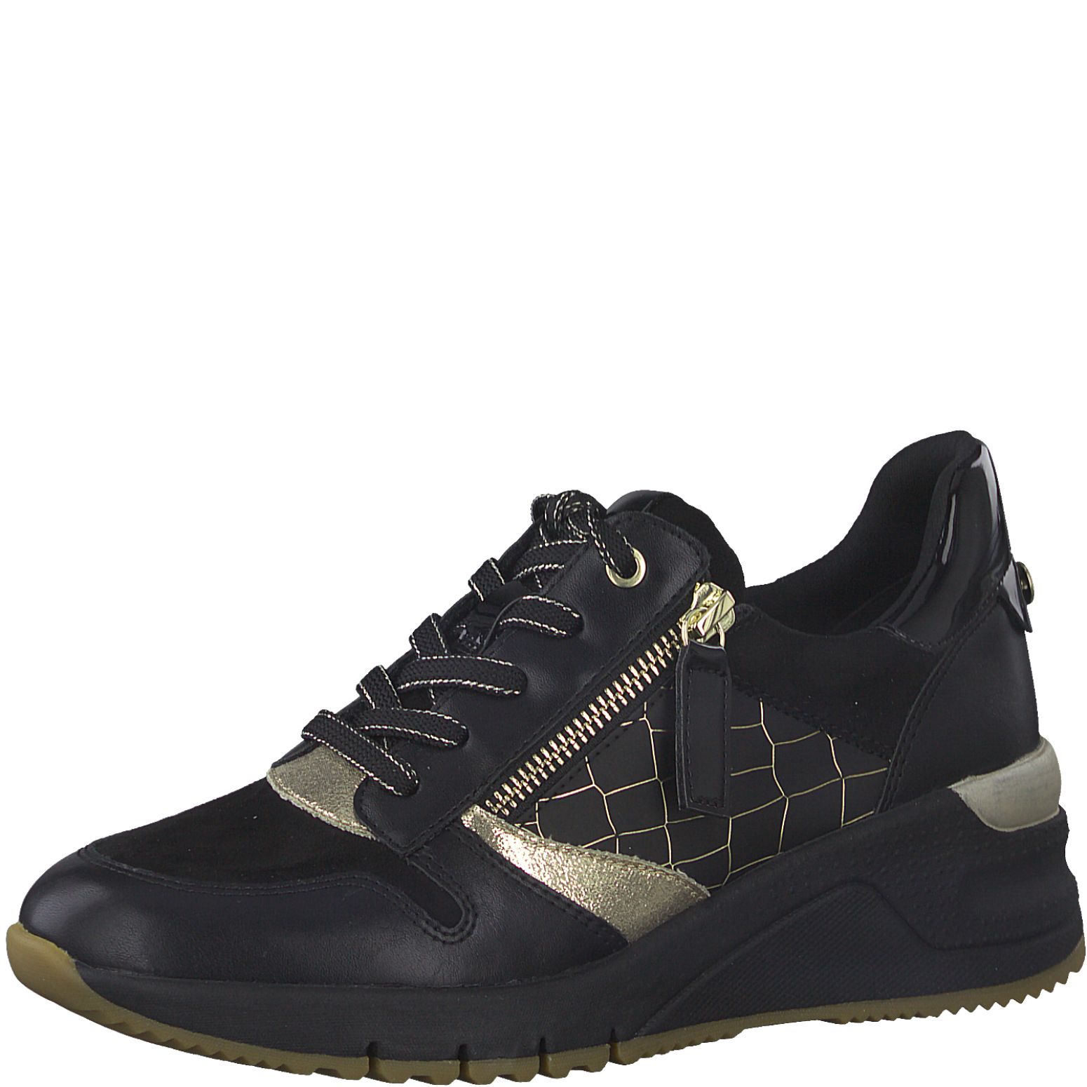 TAMARIS NÖI UTCAI SPORT CIPŐ 1-23702-29 091 BLK MATT/GOLD