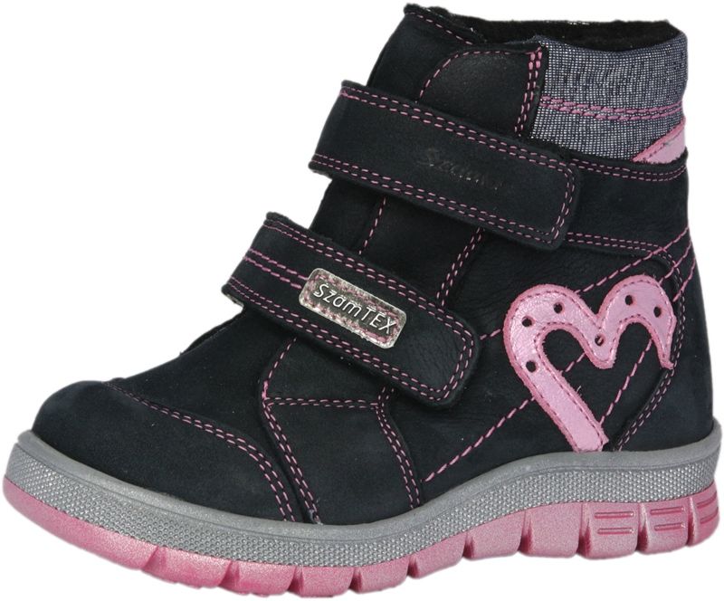 BŐR BAKANC S 1619-685612 s.kék-pink 2 tépős texes bélelt bakancs 25-30 méretben