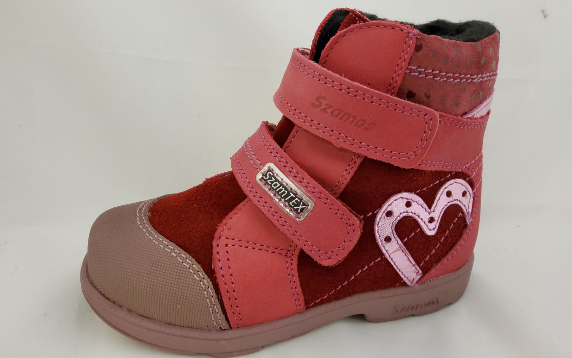 SZAMOS KÖLYÖK SUPINÁLT BŐR BAKANCS 1619-787492 bordó/ pink 2tépős bélelt texes bakancs 25-30 méretben
