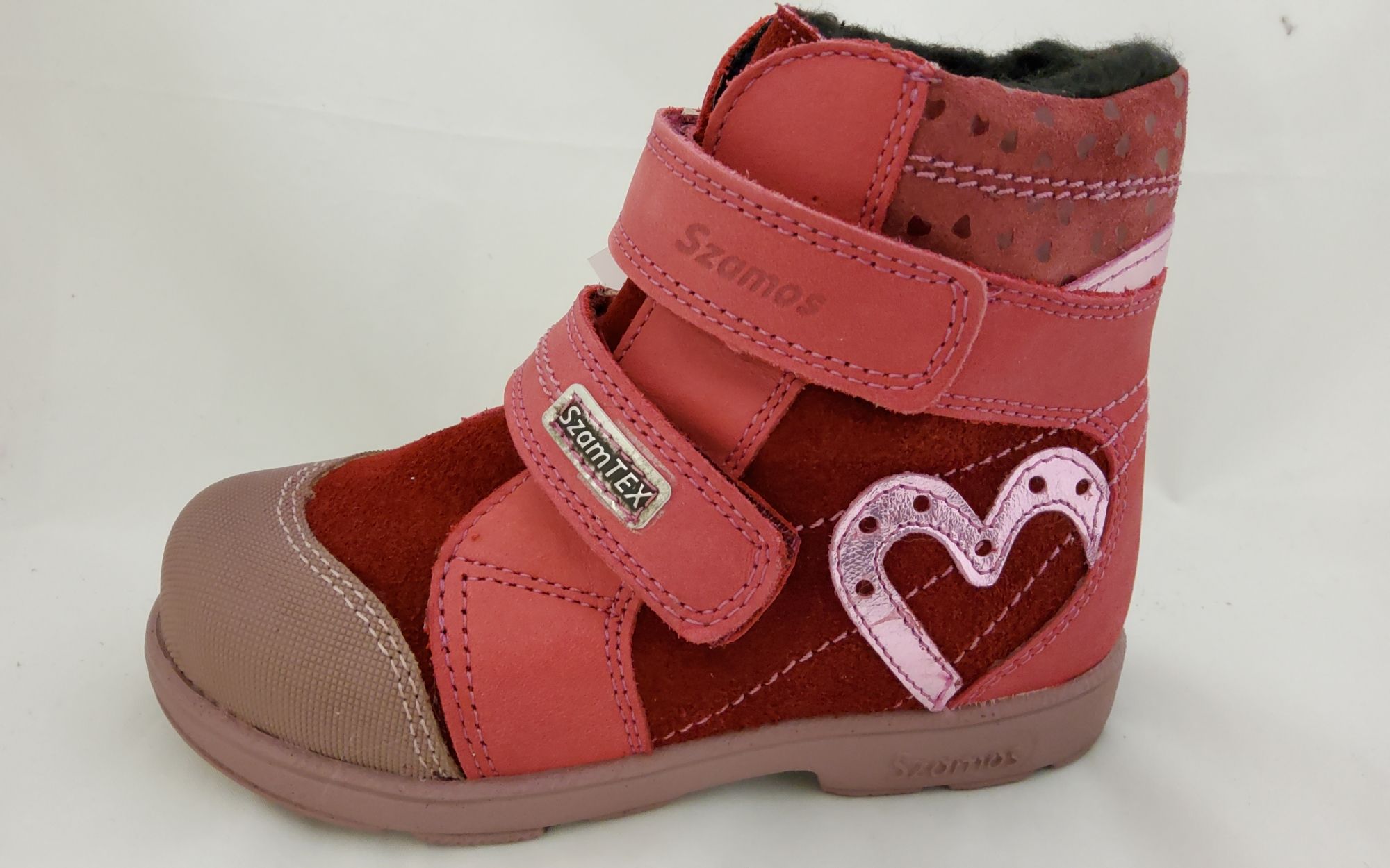 SZAMOS KÖLYÖK SUPINÁLT BŐR BAKANCS 1619-787491 bordó/pink  2tépős bélelt texes bakancs 20-24 méretben