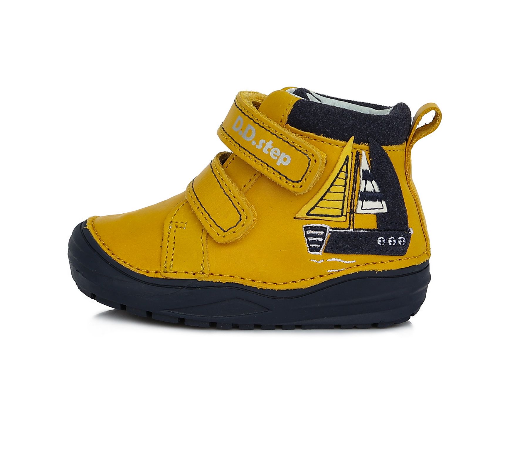 D.D. step bőr száras cipő A071-188B YELLOW 20-25 méretben