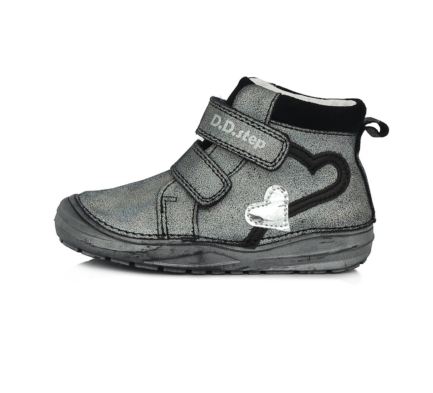 D.D.step bőr száras cipő A071-614BM BLACK 26-31  méretben