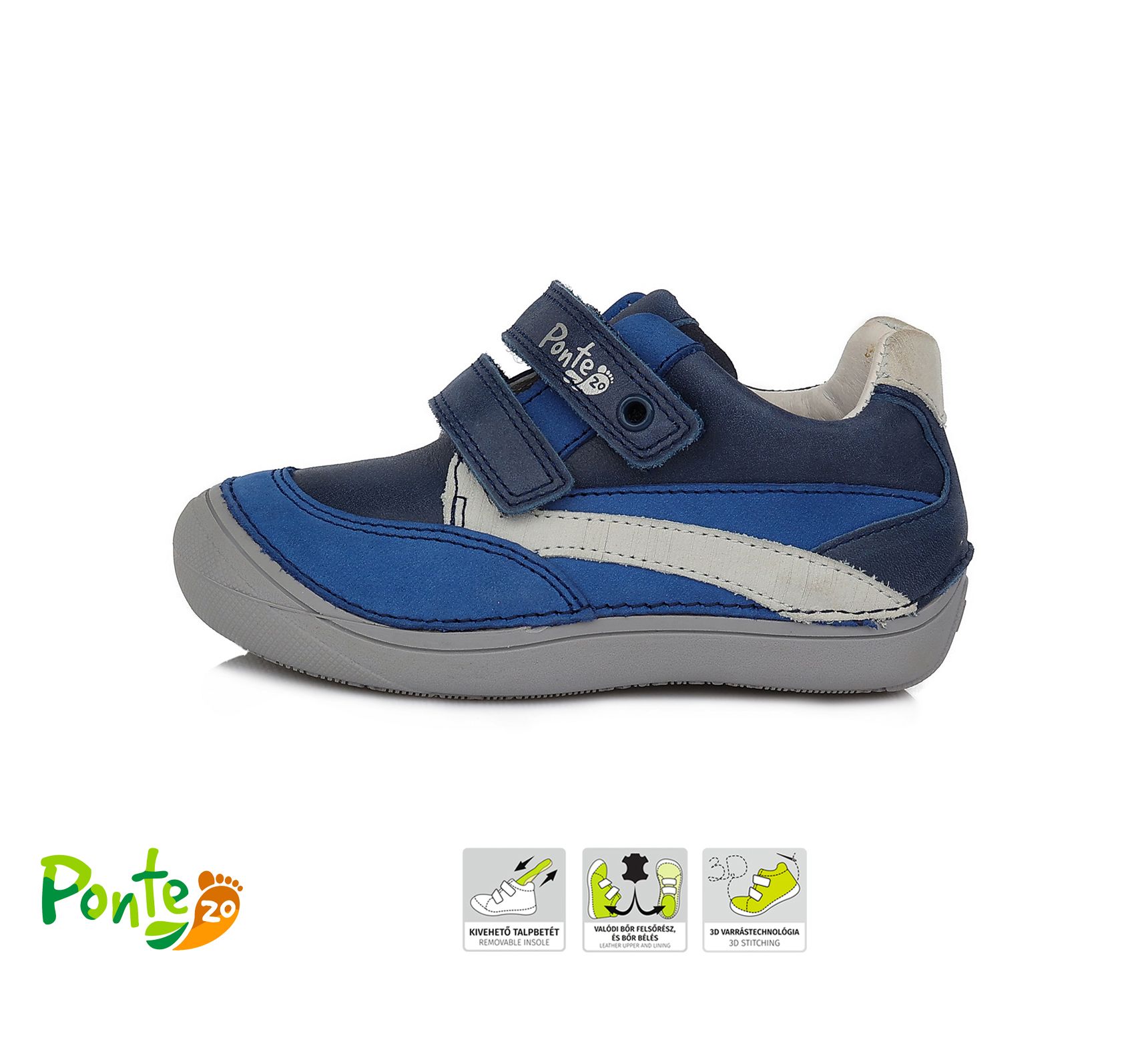 SUPINÁLT BŐR CIPŐ DA03-1-271L BERMUDA BLUE 30-35  méretben