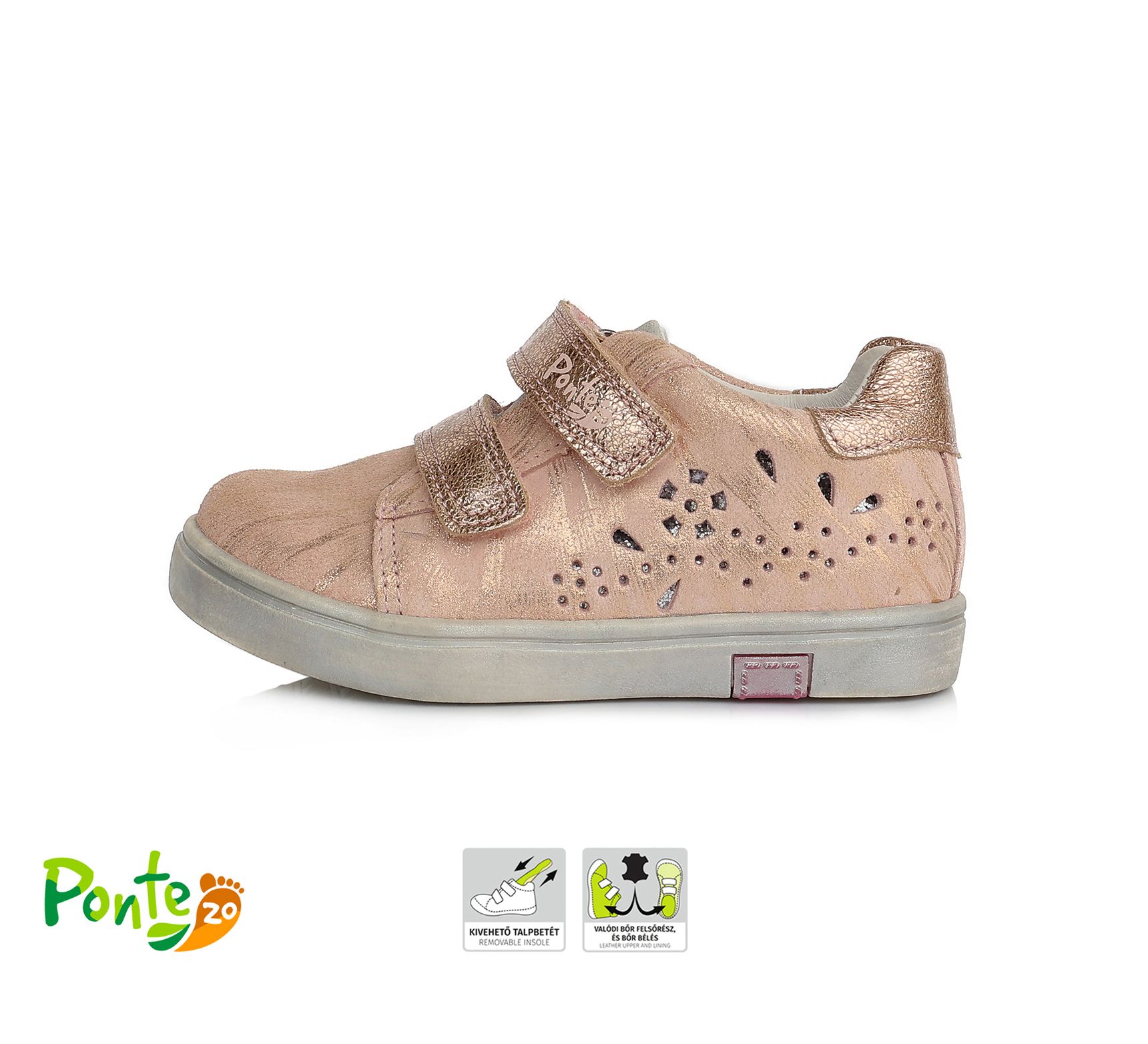 SUPINÁLT BŐR CIPŐ DA03-1-295A METALLIC PINK 24-29  méretben