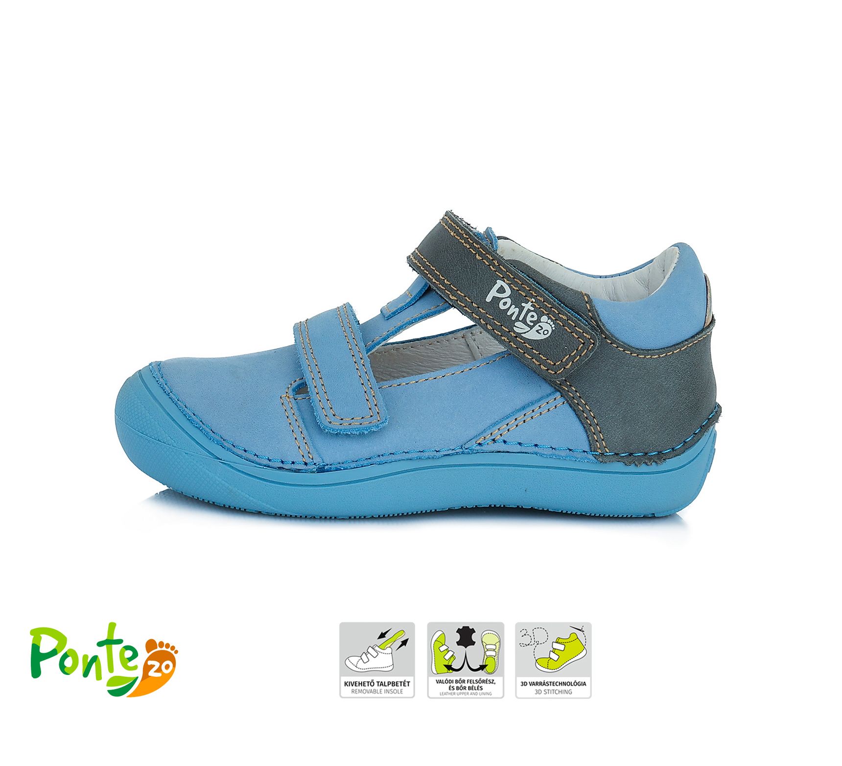 SUPINÁLT BŐR SZANDÁLCIPŐ DA03-1-517 BERMUDA BLUE  24-29 méretben