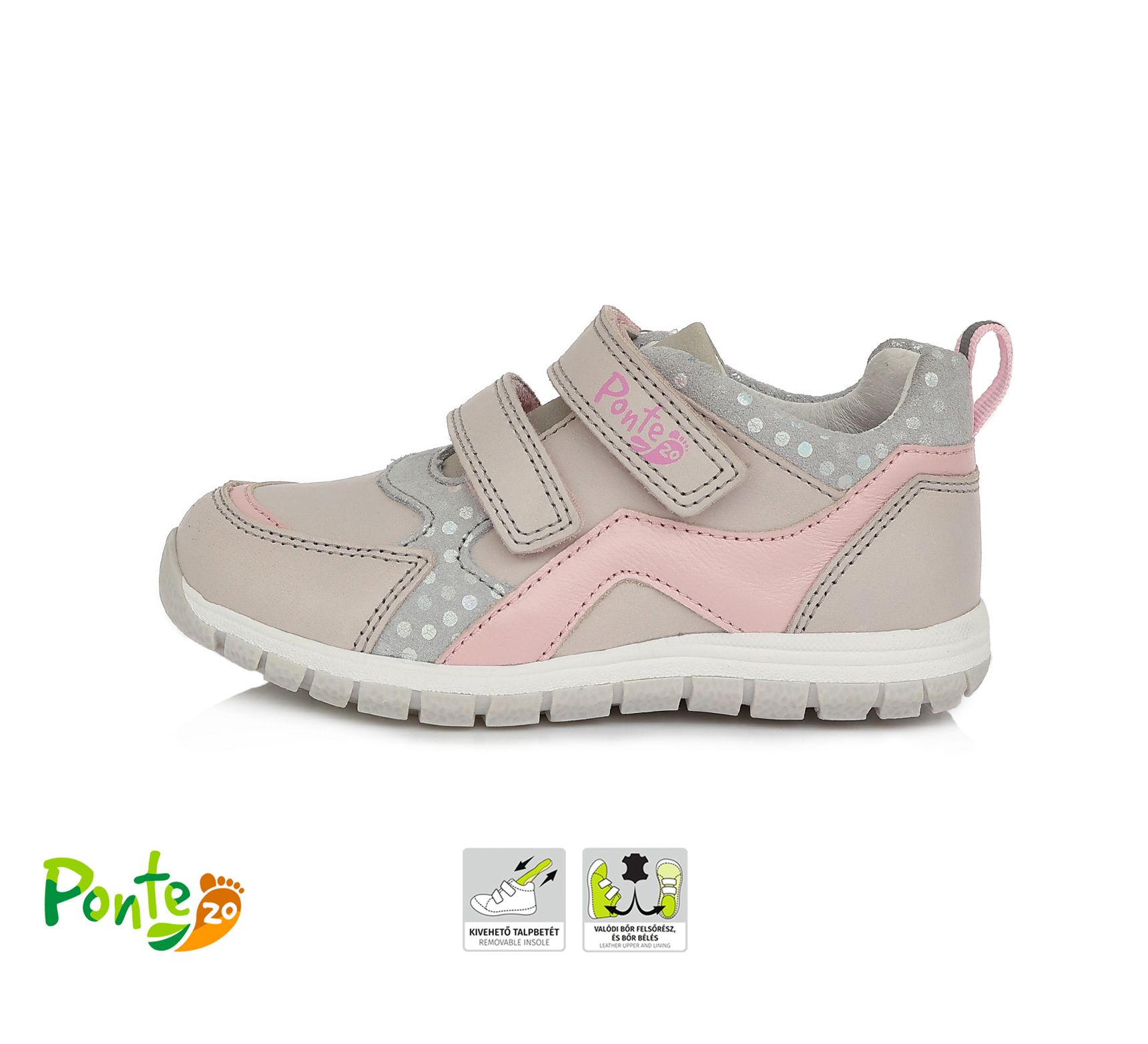 SUPINÁLT BŐR CIPŐ DA07-1-261CL LIGHT GREY 28-33 méretben