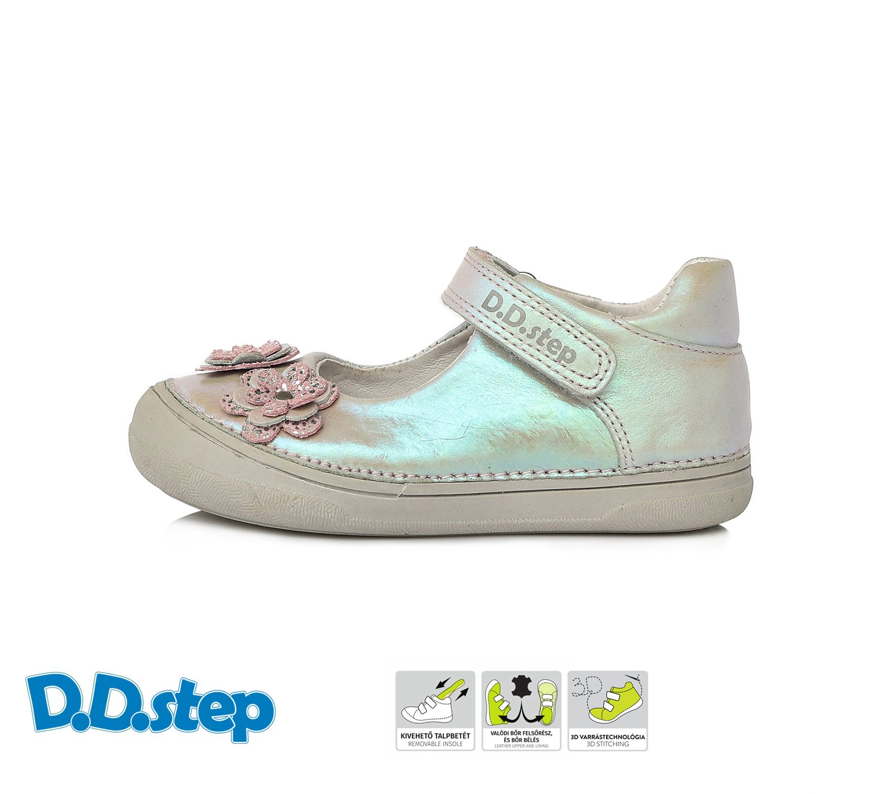 D.D.STEP bőr szandálcipő H078-177BM BABY PINK 26-31  méretben