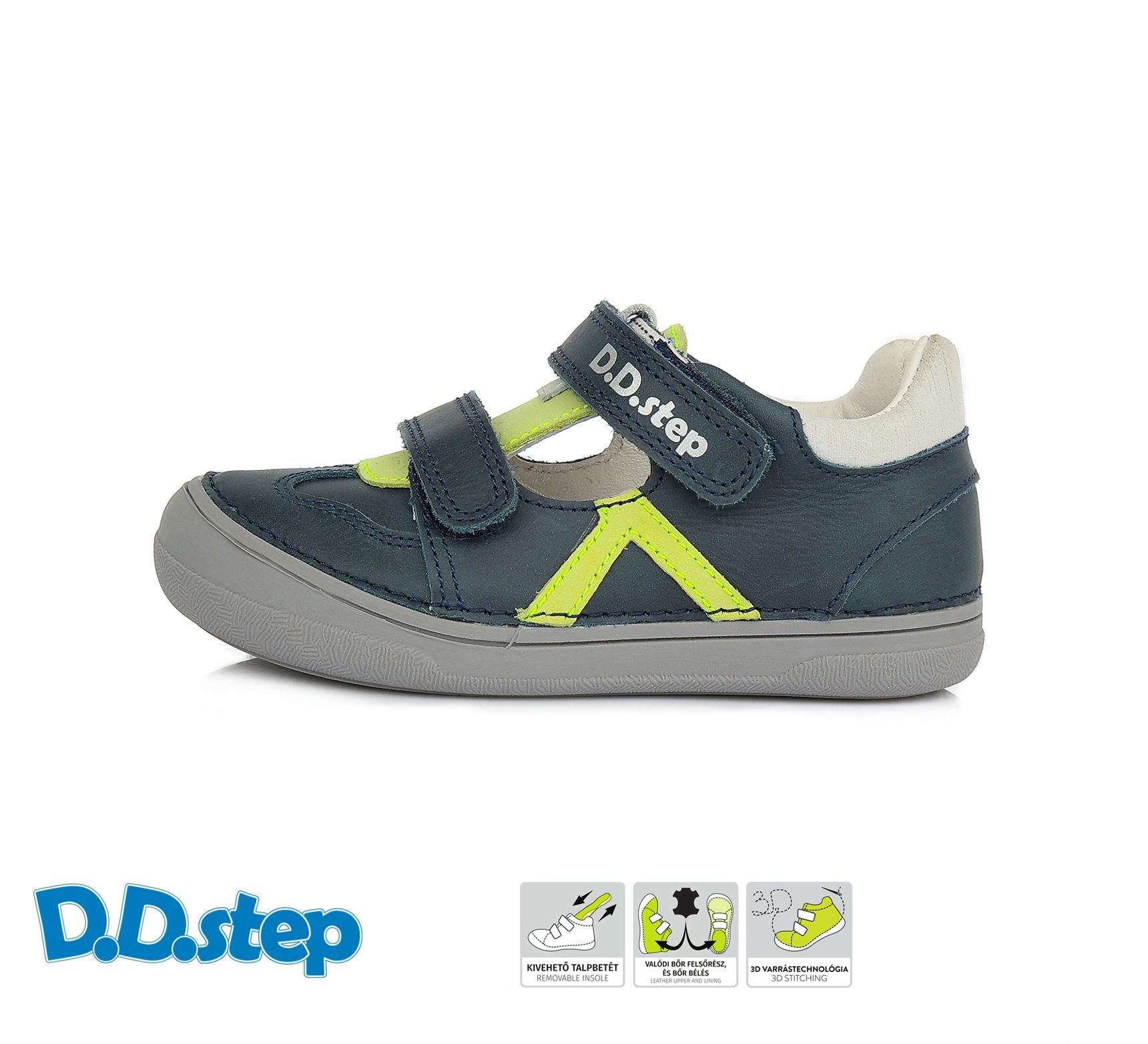 D.D.step bőr szandálcipő H078-29AL ROYAL BLUE 32-37 méretben
