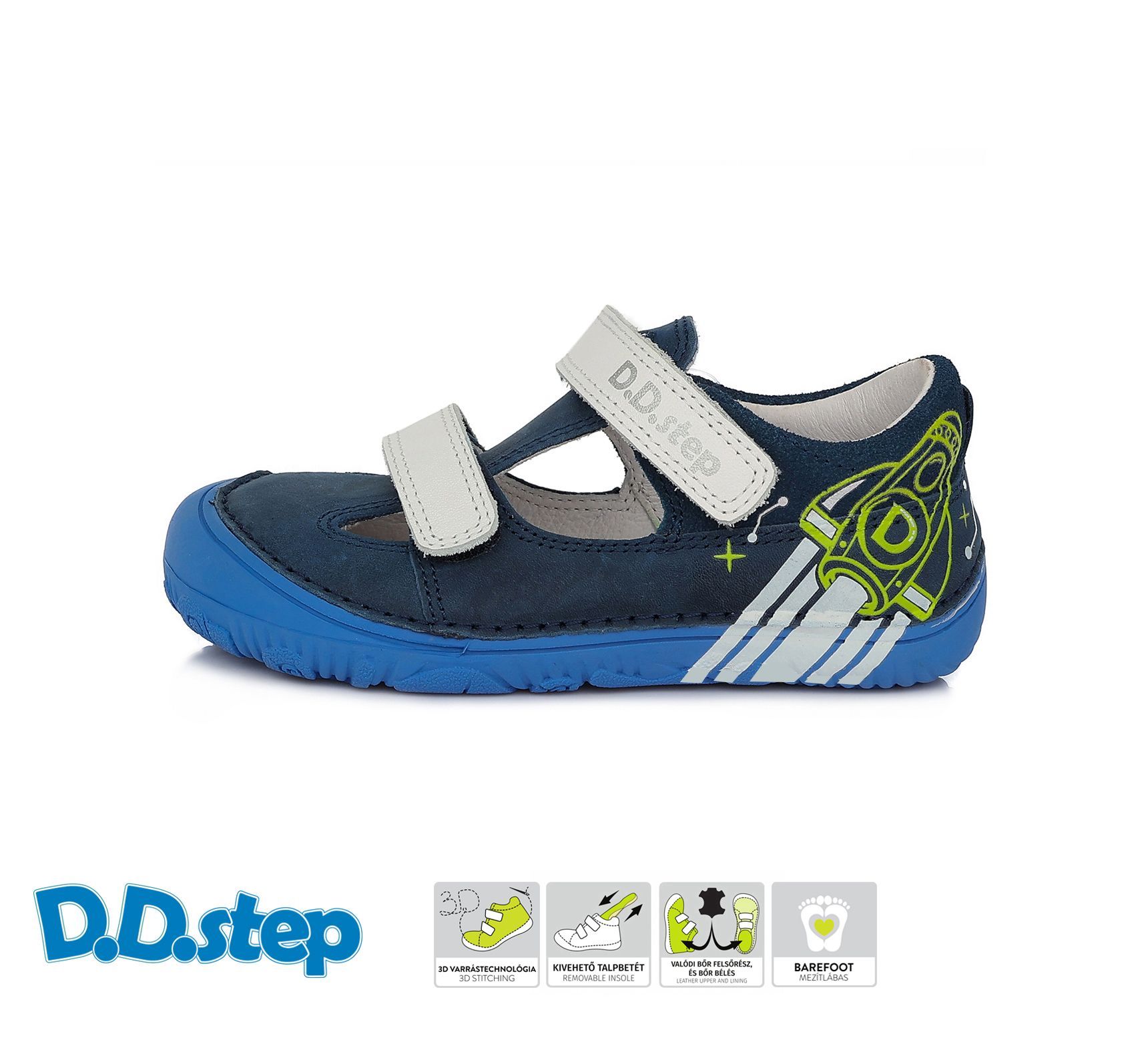 D.D.step bőr szandálcipő H073-23  ROYAL BLUE 20-25 méretben