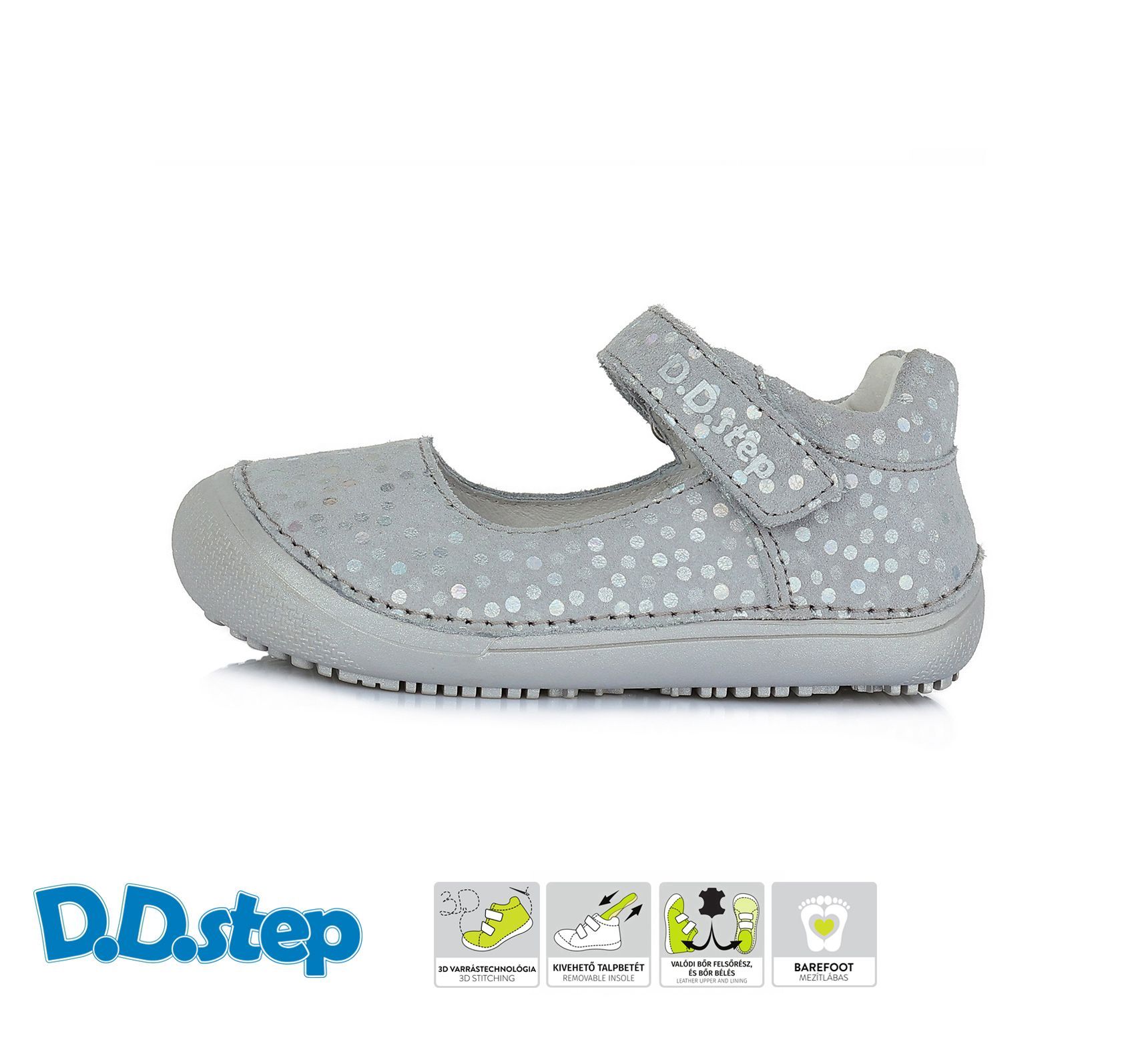 D.D.step bőr szandálcipő H063-126M GREY  26-31 méretben