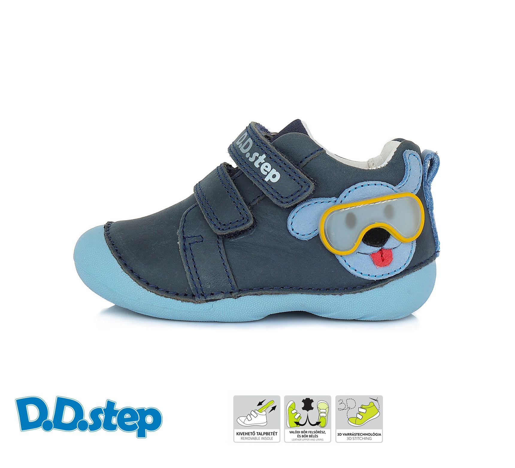 D.D.step bőr félcipő S015-412 ROYAL BLUE 20-24 méretben