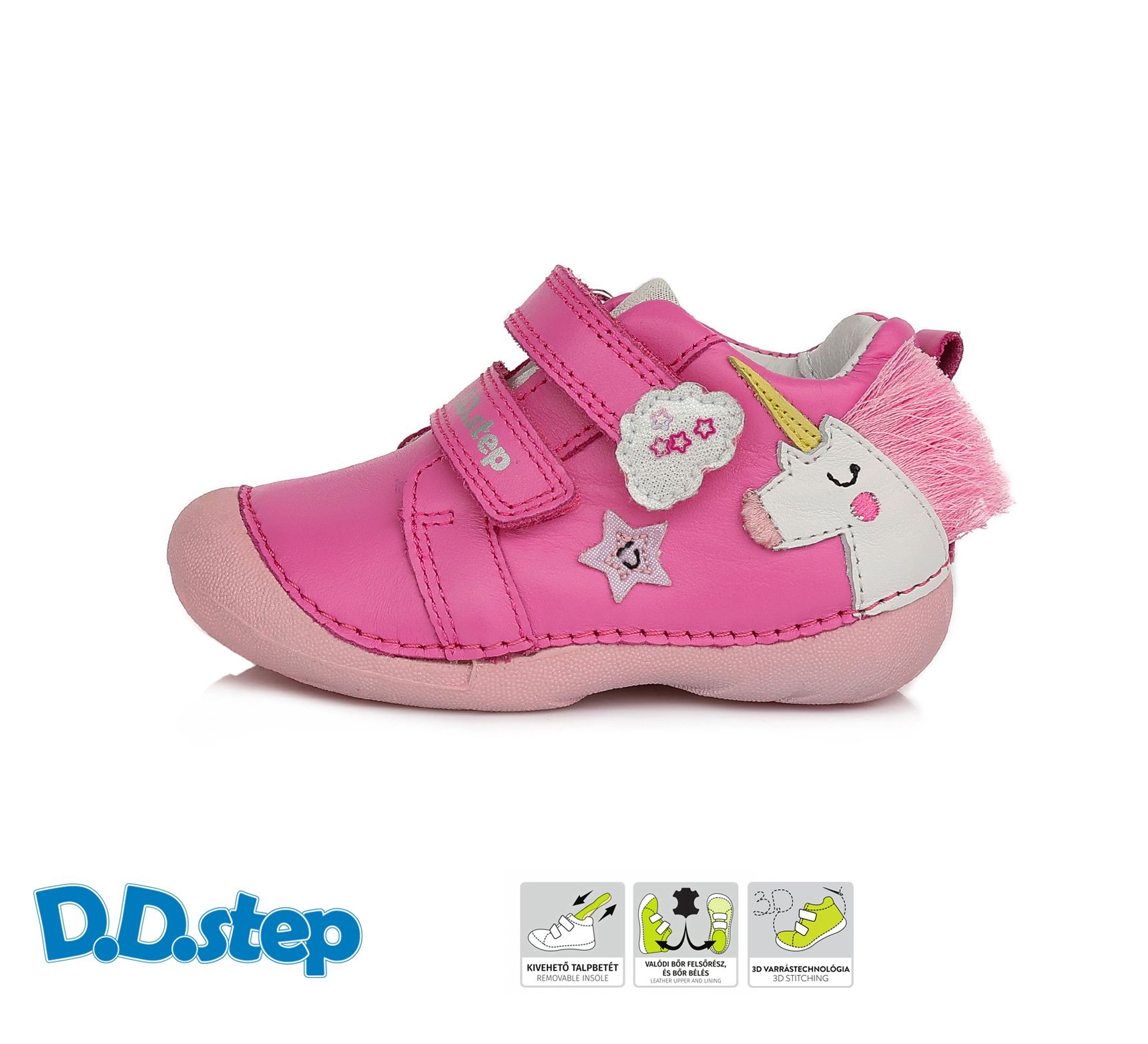 D.D.step bőr félcipő S15-706A DARK PINK 19-24 méretben