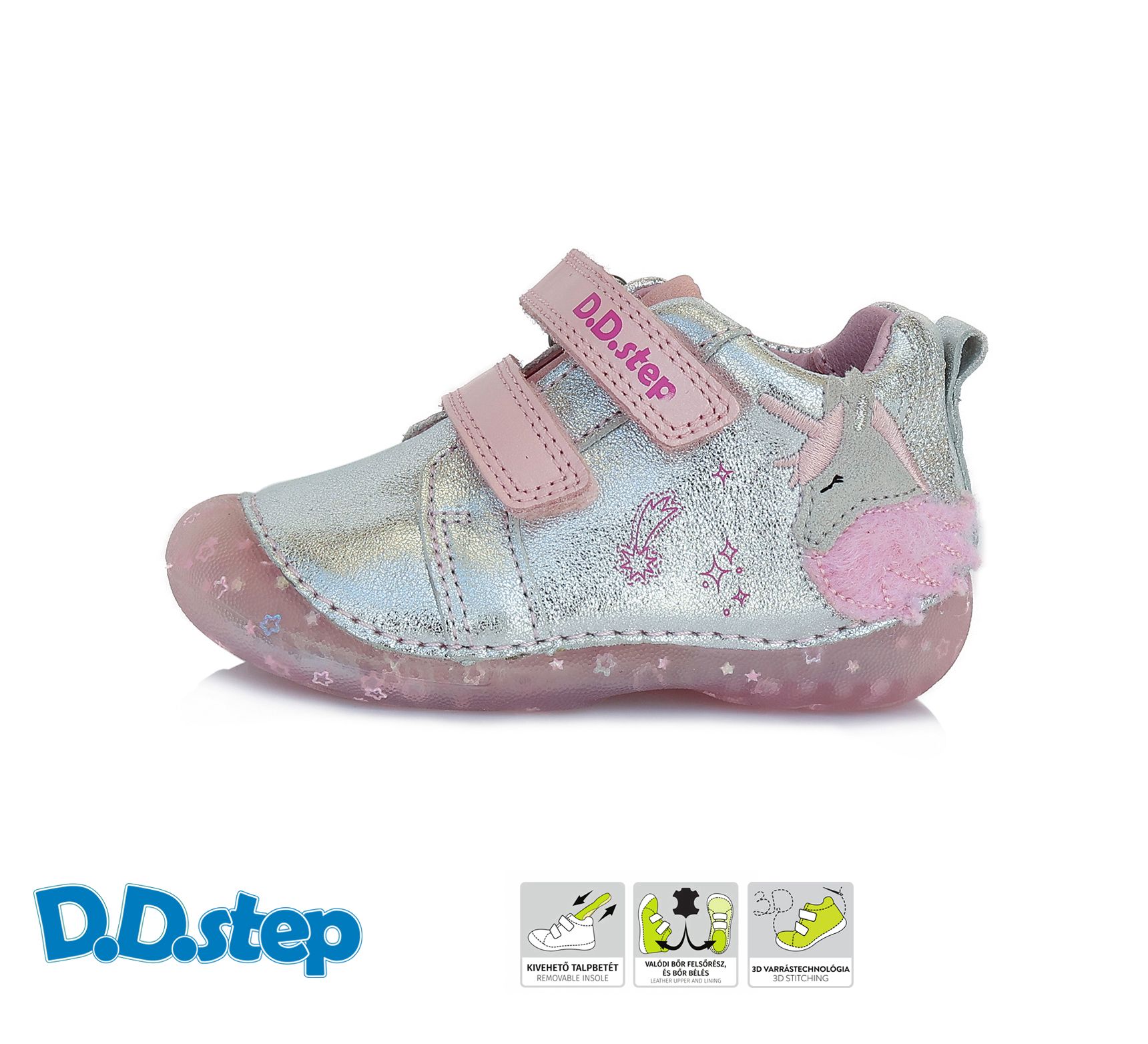 D.D.step bőr félcipő S015-805 SILVER 19-24 méretben