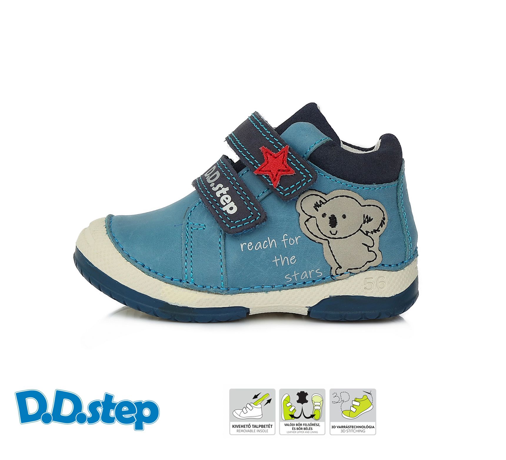 D.D.step bőr félcipő S038-193B BERMUDA BLUE 20-24  méretben