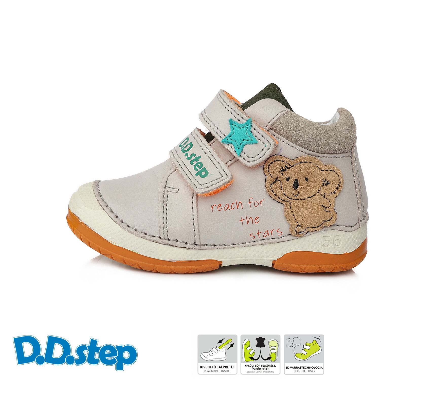 D.D.step bőr félcipő S038-193 LIGHT GREY 20-24  méretben