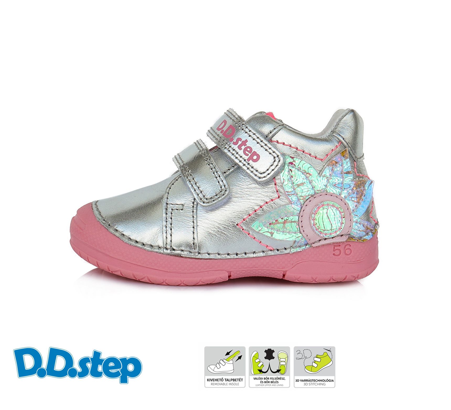 D.D.step bőr félcipő S038-460A SILVER 19-24 méretben