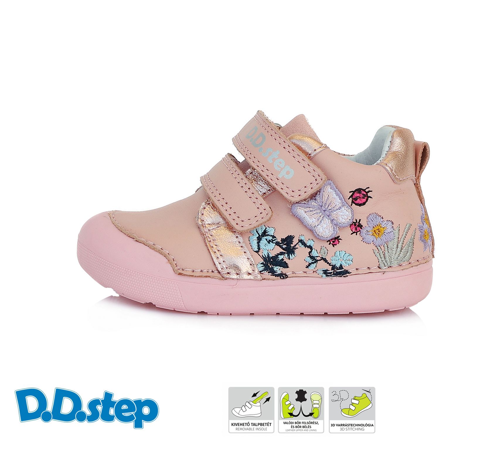 D.D.step bőr félcipő S066-821A PINK 20-25  méretben