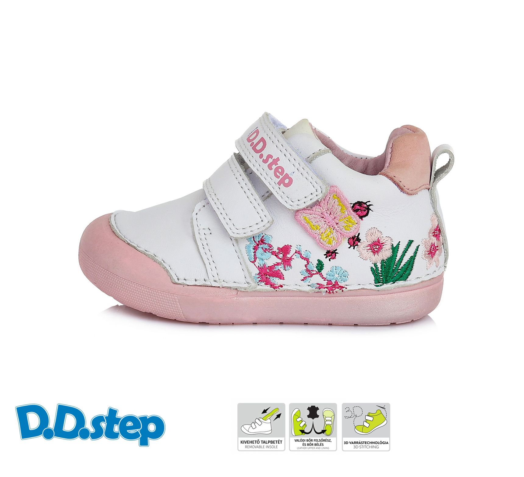 D.D.step bőr félcipő S066-821B WHITE 20-25  méretben