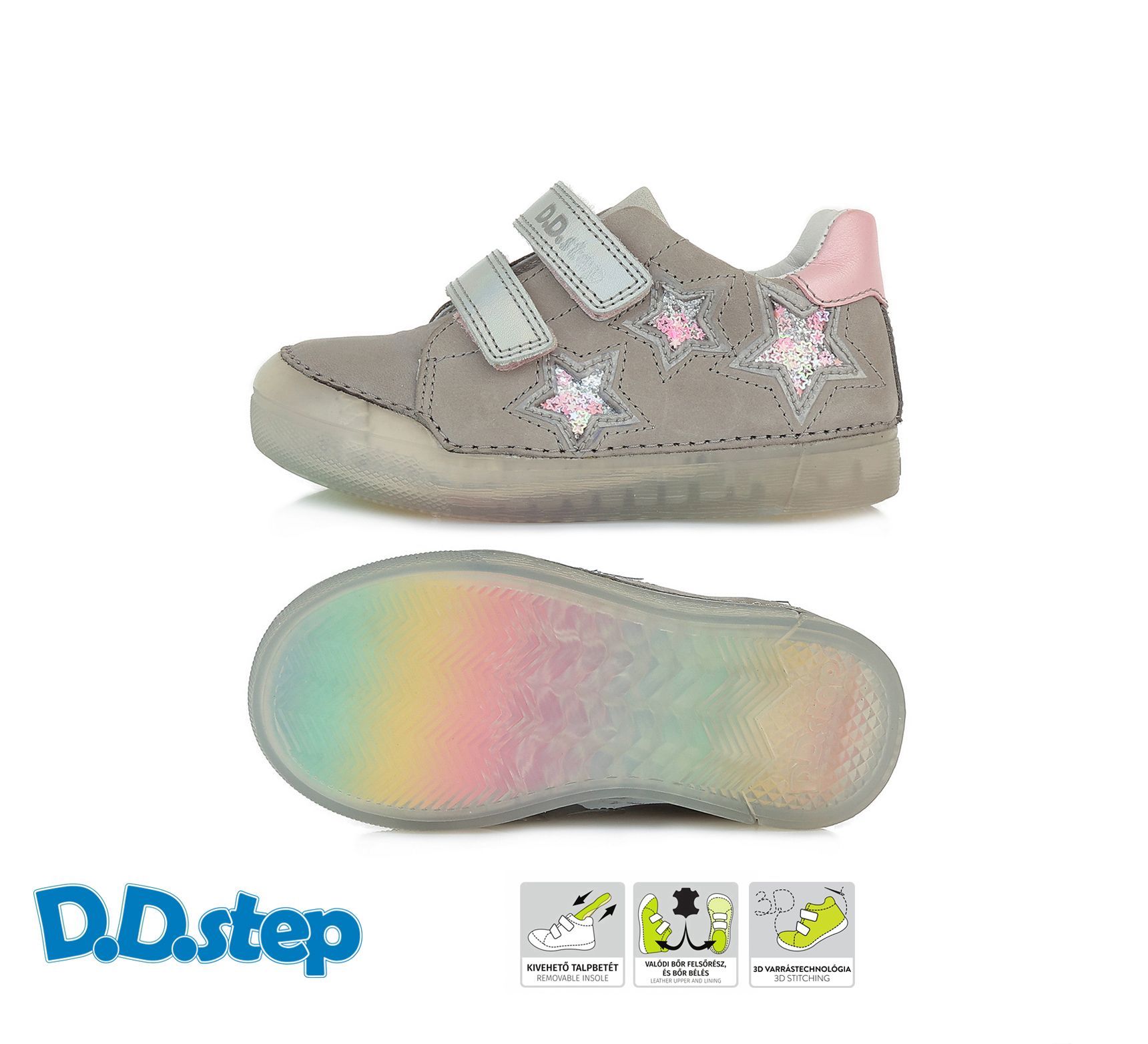 D.D.step bőr félcipő S068-7L GREY 31-36 méretben