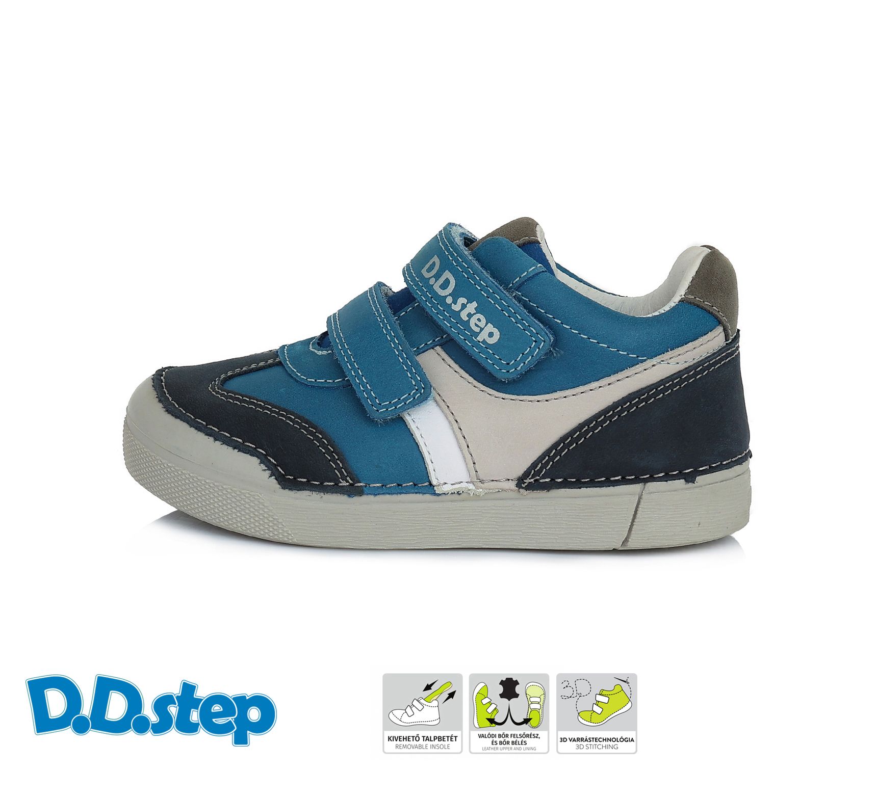 D.D.step bőr félcipő S068-804BM BERMUDA BLUE 25-30 méretben
