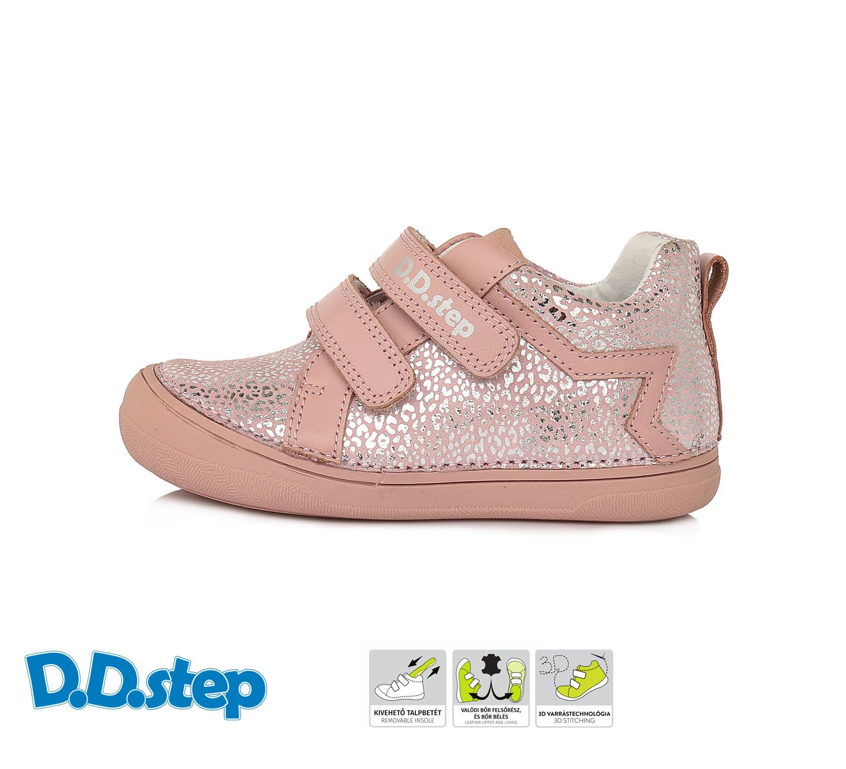 D.D.step bőr félcipő S078-227AM PINK 26-31 méretben