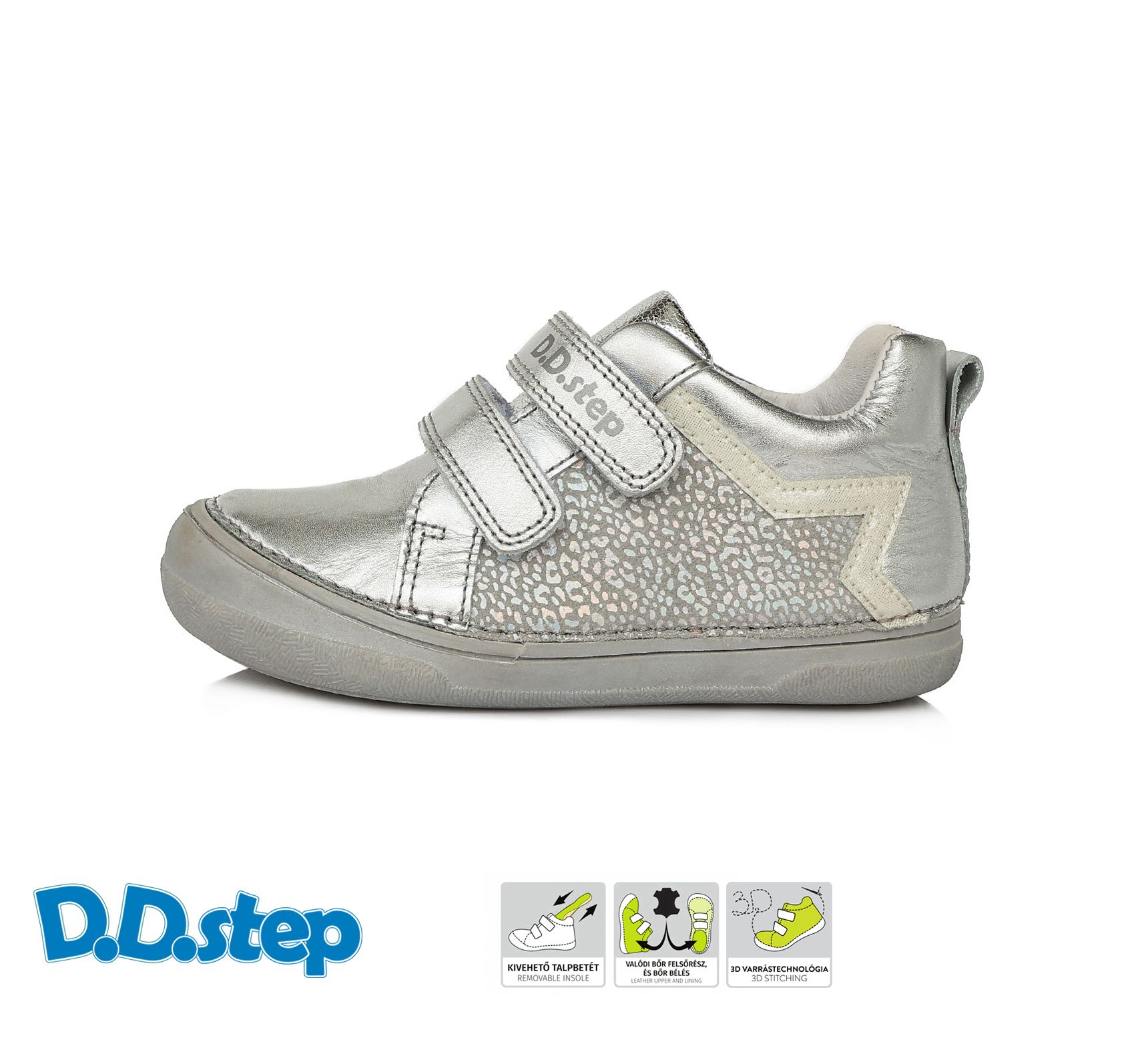 D.D.step bőr félcipő S078-227BL SILVER 32-37 méretben
