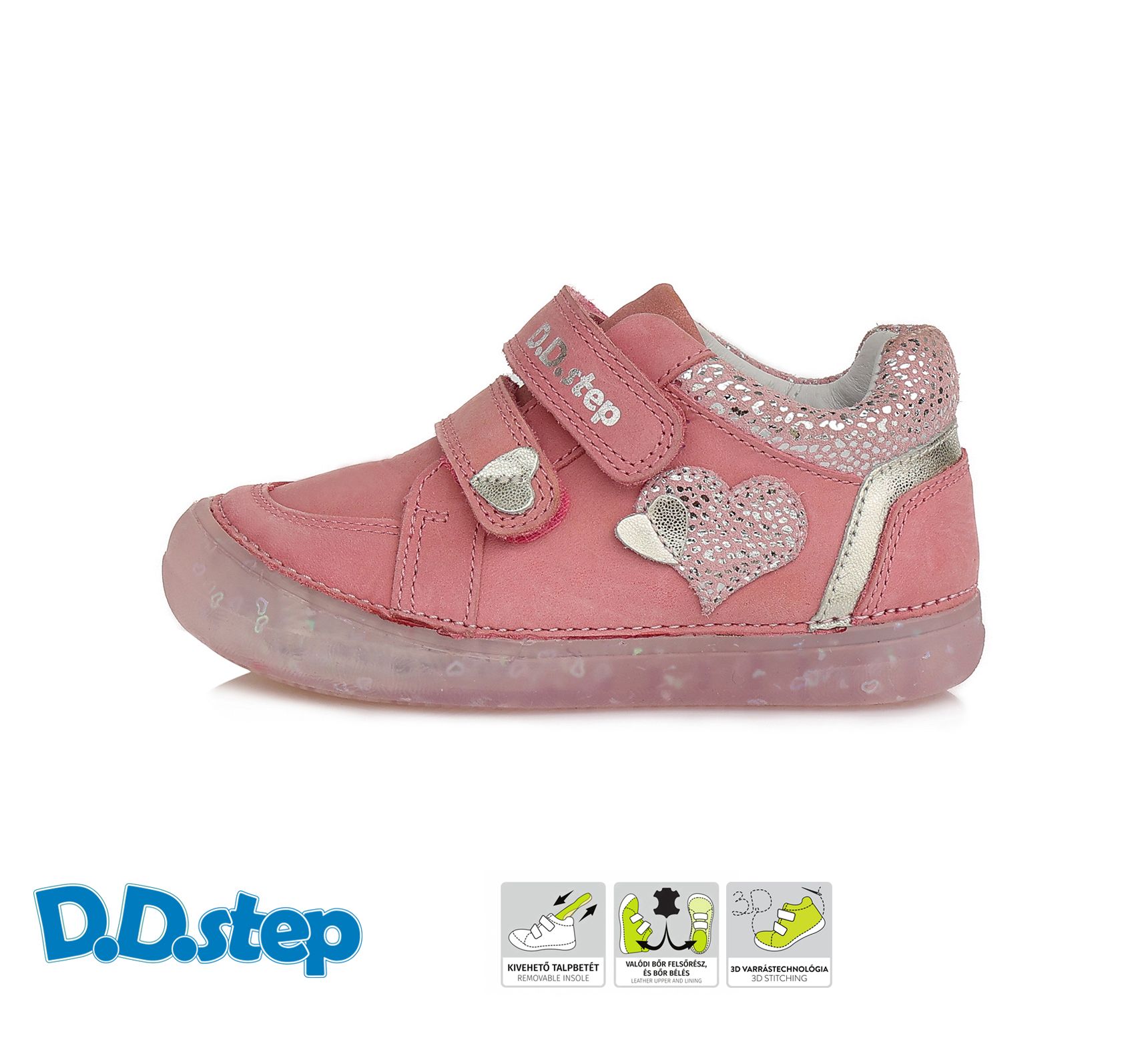D.D.step bőr félcipő S078-343AM DARK PINK 26-31 méretben