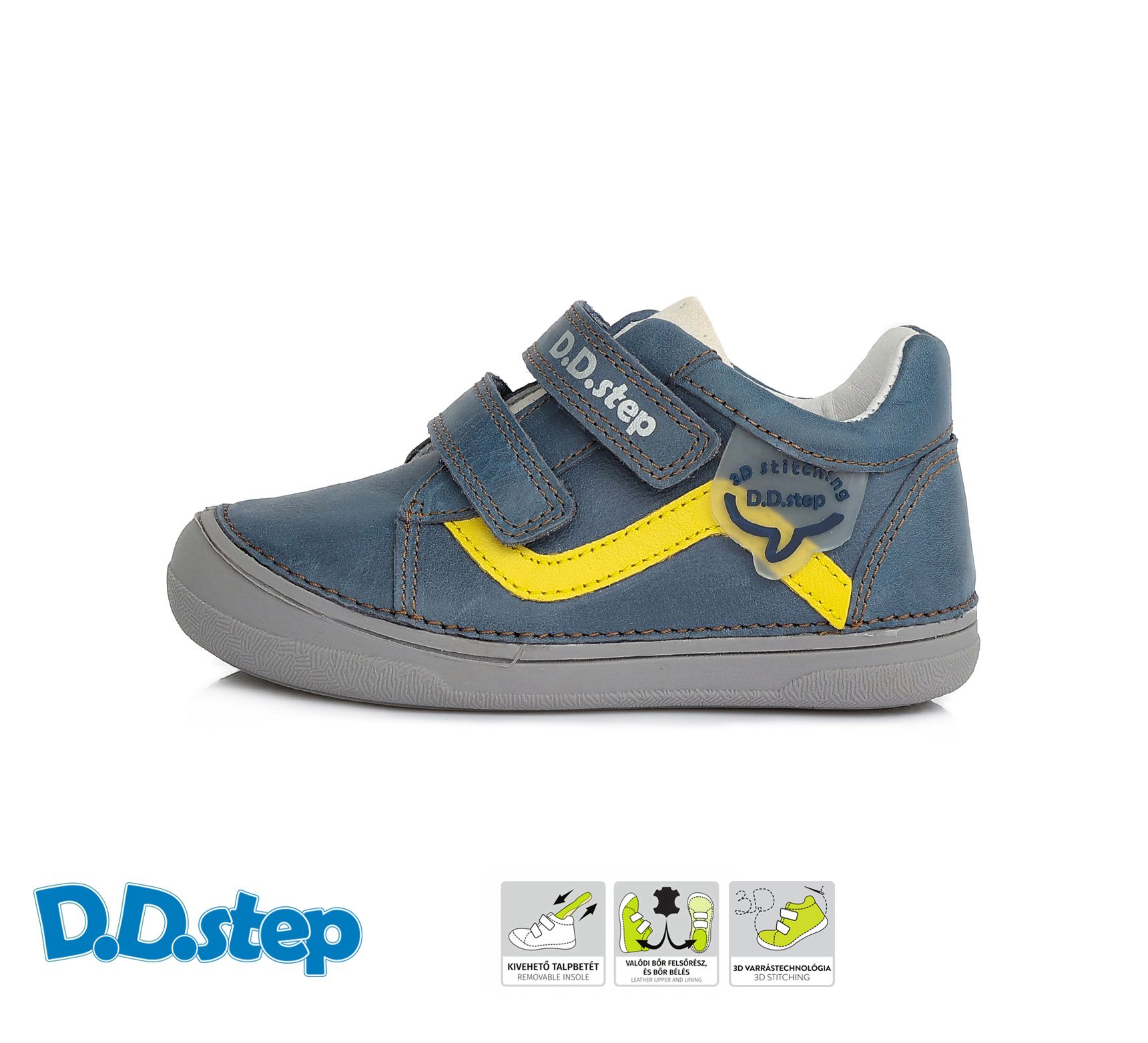 D.D.step bőr félcipő  S078-751L ROYAL BLUE 32-37 méretben