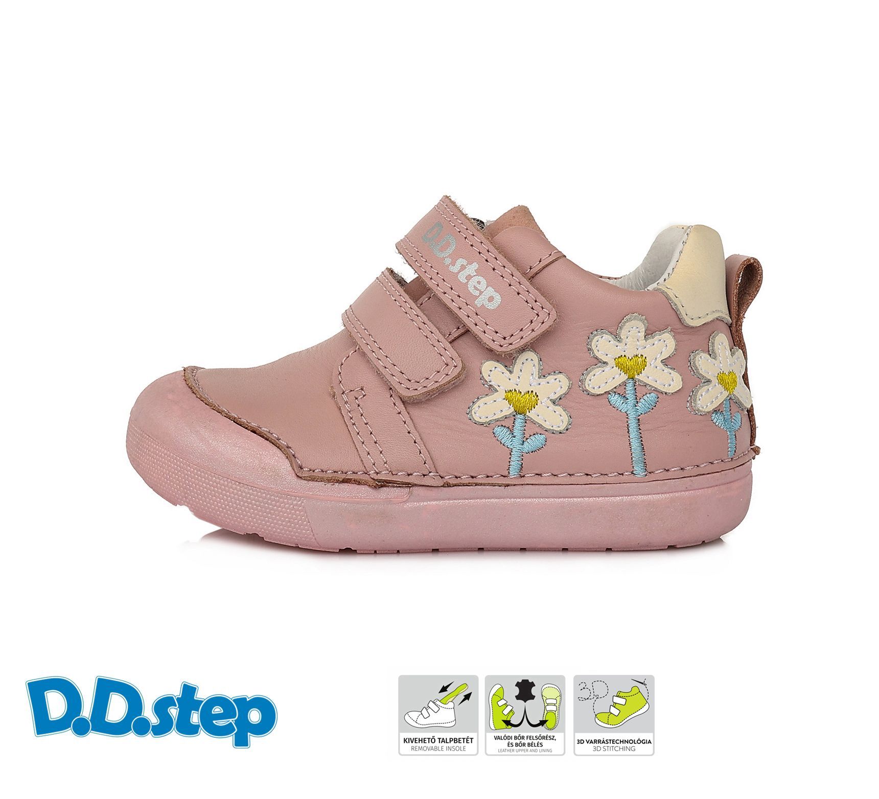 D.D.step bőr félcipő S066-984 PINK 20-25 méretben