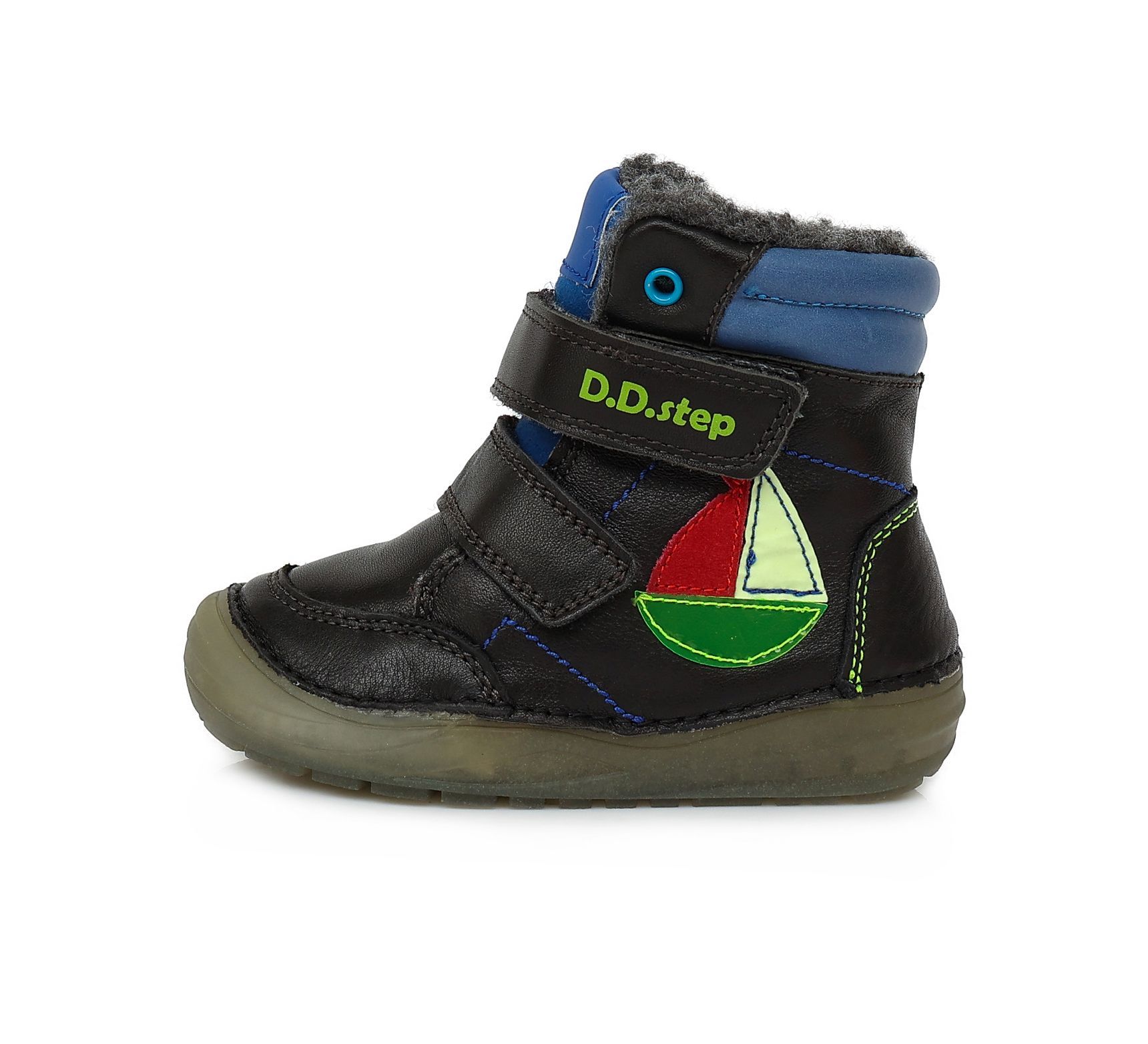 Bélelt bőr bakancs W071-657A BLACK 20-25  méretben