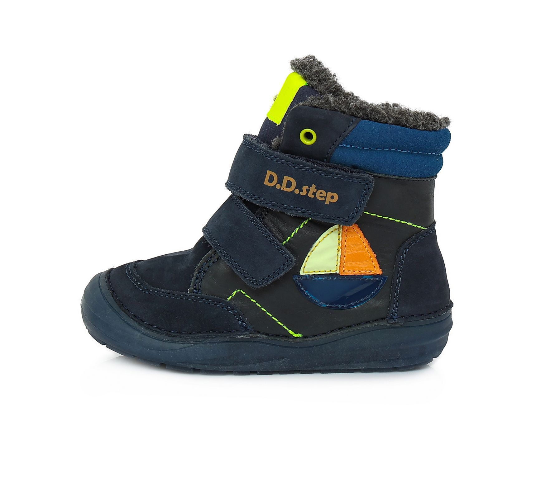 Bélelt bőr bakancs W071-657  BERMUDA BLUE 20-25 méretben