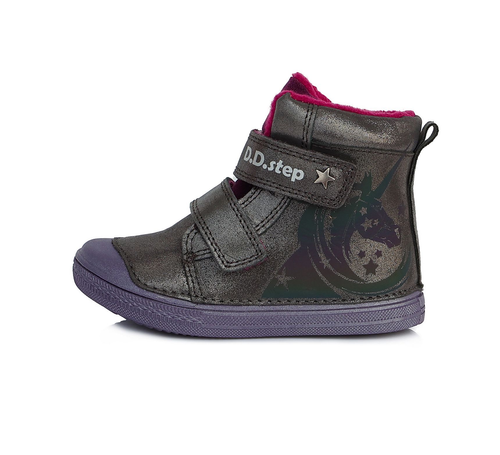 D.D. step bélelt bőr bakancs W049-573M DARK DREY 25-30  méretben