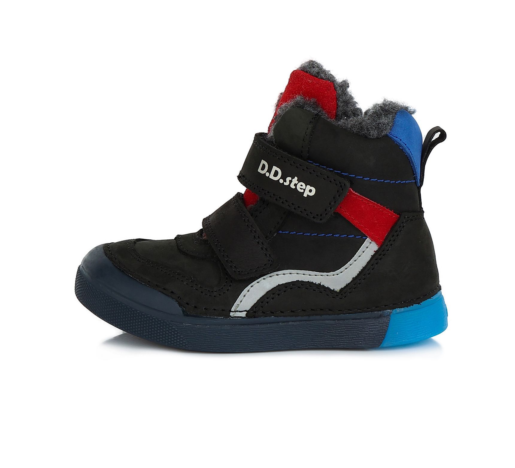D.D.step Bélelt bőr bakancs W068-235BM BLACK 25-30  méretben