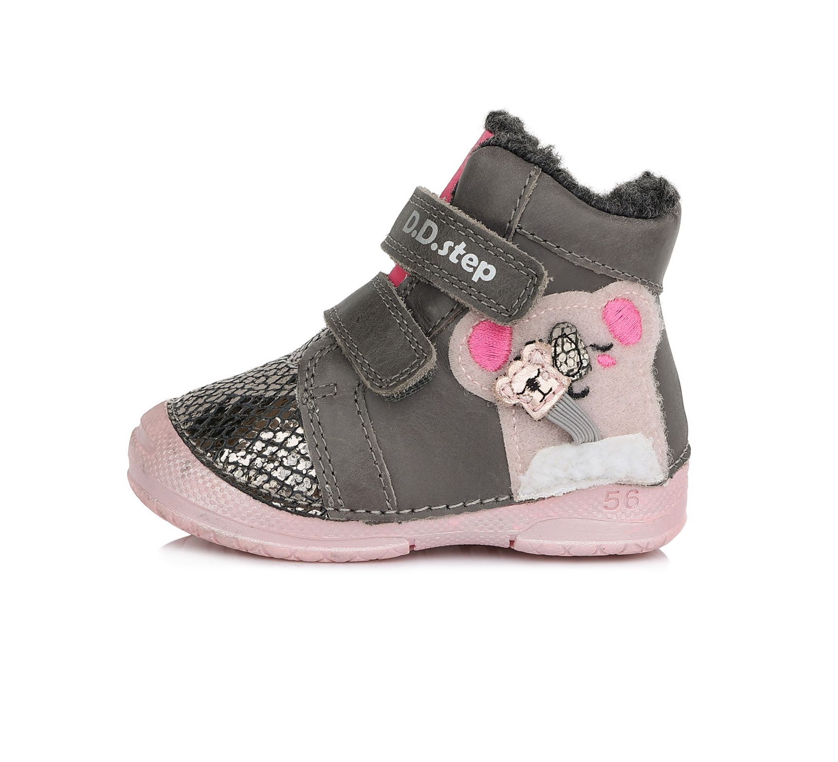 D.D. step bélelt bőr bakancs W038-865B GREY 19-24  méretben